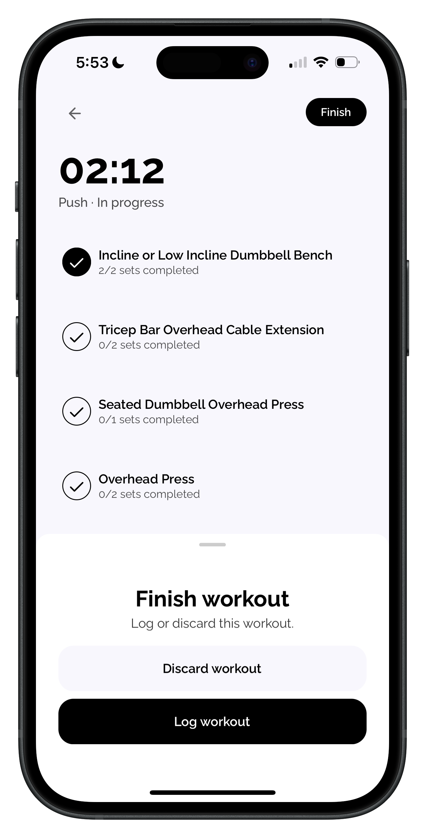 Workout mode so you can track your progress in real-time.